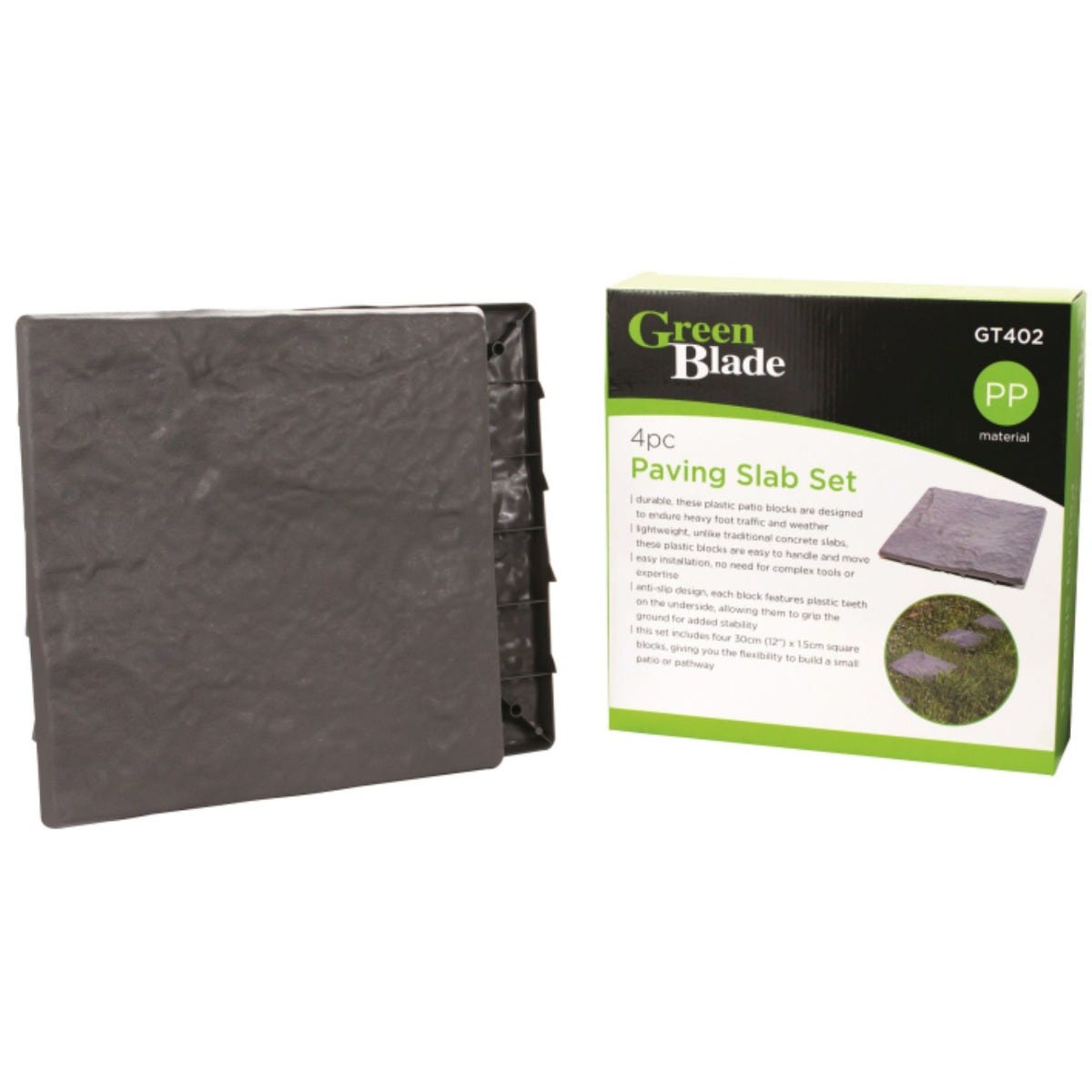 Green Blade 4 Piece Paving Slab Set – Lightweight Anti-Slip Patio Blocks