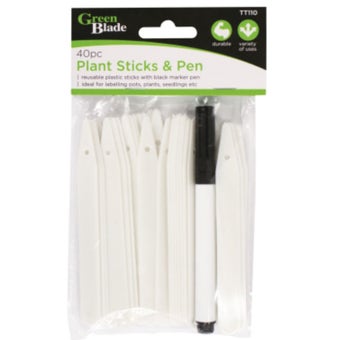 Green Blade Plant Sticks & Pen - 40 pieces