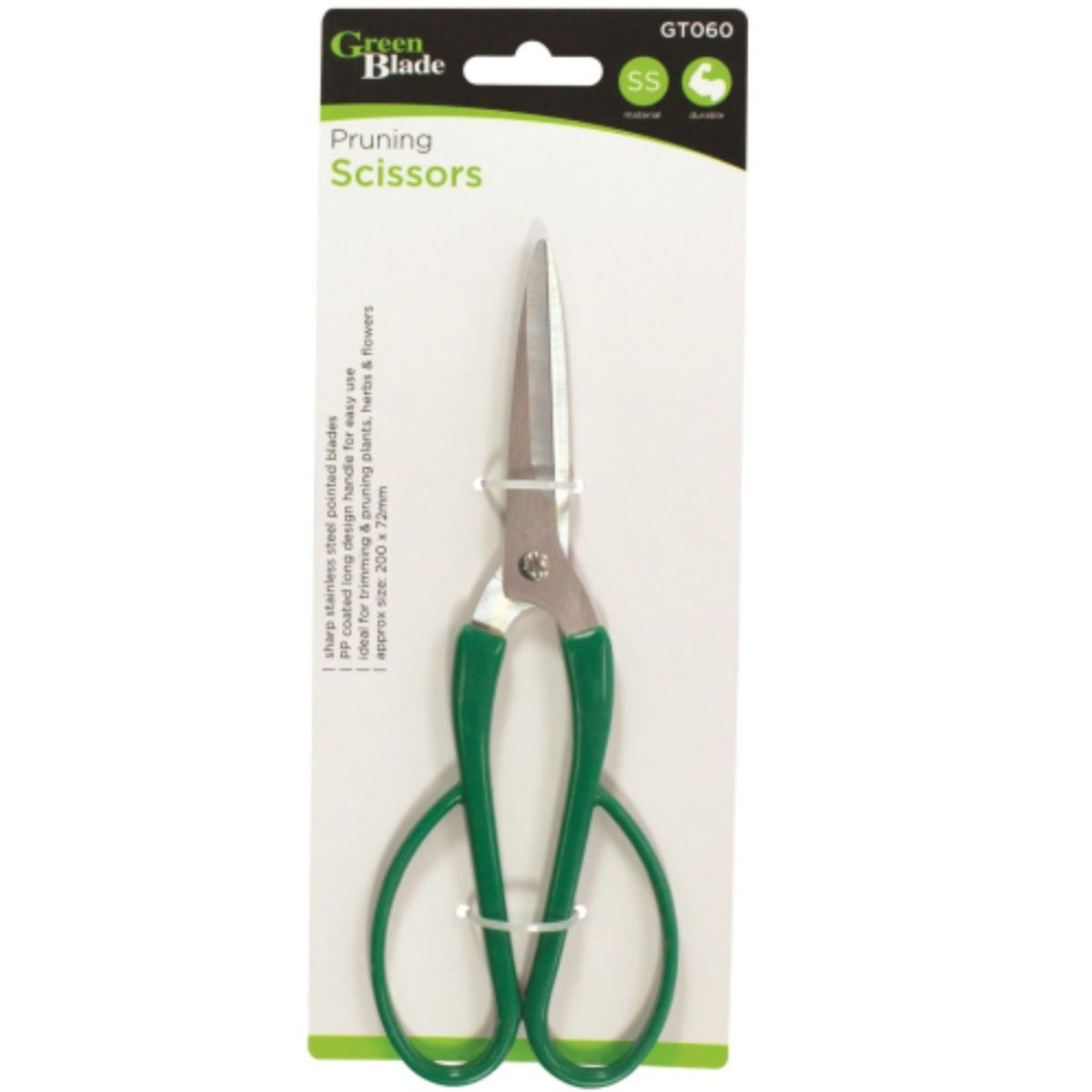 Green Blade Pruning Scissors  with Sharp Stainless Steel Pointed Blade