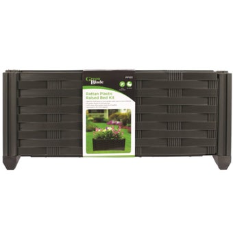 Green Blade Rattan Plastic Raised Bed Kit | Locking PP Panels for Patio, Garden & Balcony