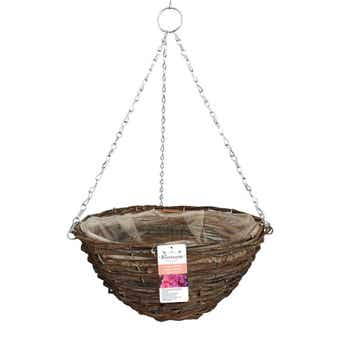 Blossom Natural Rattan Hanging Basket - 14"