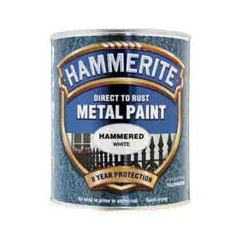 Hammerite Direct To Rust Metal Paint - Hammered White 750ml