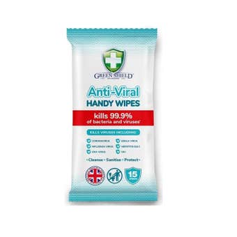 Green Shield Anti-Viral Handy Wipes - Pack of 15