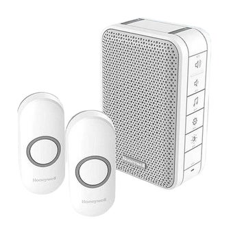 Honeywell Series 3 White Wireless Portable Doorbell With Volume Control 2x Pushbuttons & Choice Of 6 Melodies 150m Range