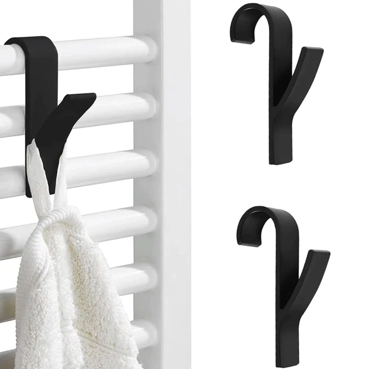 Hook for Bathroom Radiator 2 Pieces - Black