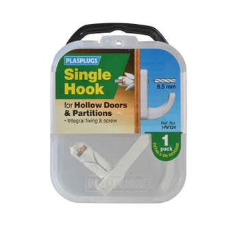Plasplug White Single Hook For Hollow Walls