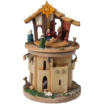 Illuminated Christmas Nativity Stable with Music and Movement – 23cm