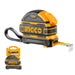 INGCO 5m x 25mm Measuring Tape (Metric / Inch) | Double Button Lock, Rubberised ABS Case