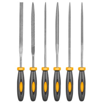 INGCO 6pcs Steel File Set 140mm | Precision Needle Files with Non-Slip Handles