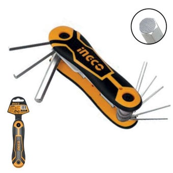 INGCO Hex Key Folding Set | Dual Material Handle, 270° Rotation & Chamfered Edges