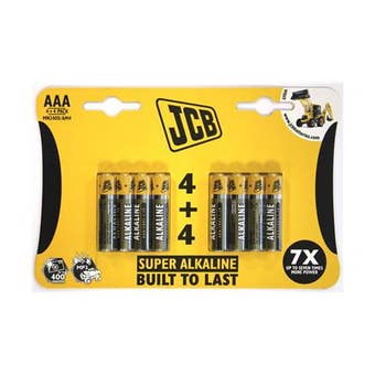 Super Alkaline AAA - JCB Batteries - Card of 8