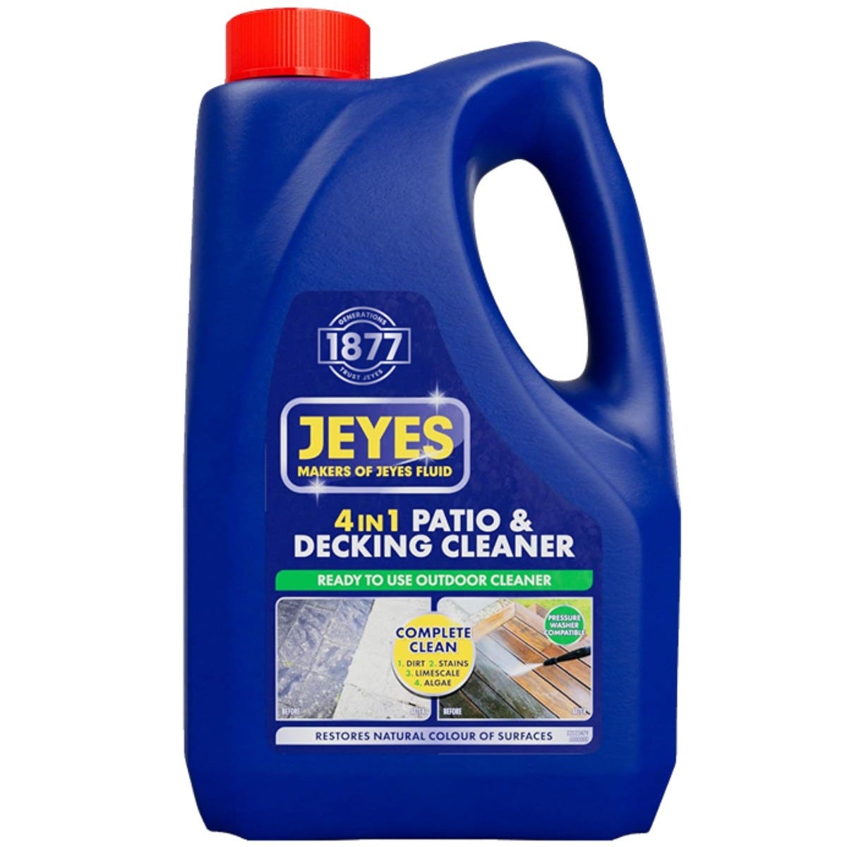 Jeyes 4 in 1 Patio and Decking Cleaner 2L – Ready to Use Outdoor Surface Cleaner for Algae Dirt and Stains