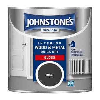 Johnstone's Quick Dry Gloss Black 250ml – High-Quality, Fast-Drying Gloss Paint for Metal & Wood Surfaces
