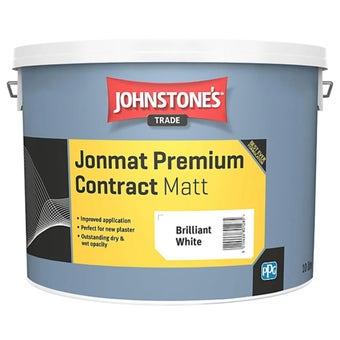 Johnstone's Trade Jonmat Premium Contract Matt Emulsion White 10L for Interior Walls & Ceilings