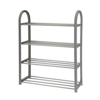 Grey 4 Tier Metal Shoe Rack