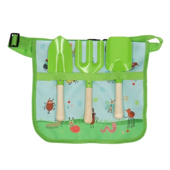 Kids Garden Tool Belt with Insect Print – Adjustable Belt with Garden Tools for Children