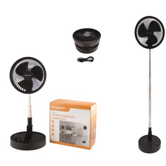 Kingavon Black Cordless Telescopic Folding Fan