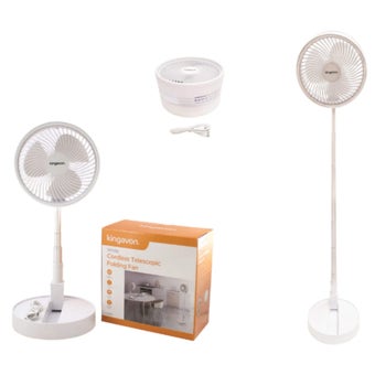 Kingavon White Cordless Telescopic Folding Fan