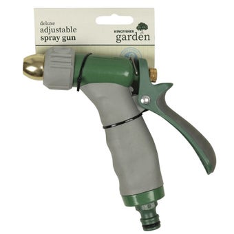 Kingfisher Heavy Duty Brass Adjustable Garden Hose Spray Gun with Locking Handle