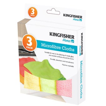 Kingfisher Microfibre Cloths 3 Pack | Durable, Non-Abrasive Cleaning Cloths for Home Use