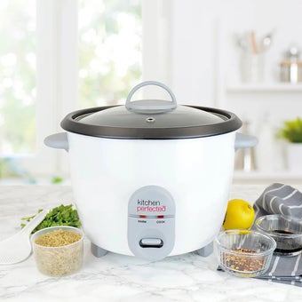 Kitchen Perfected 700W 1.8 Litre Automatic Rice Cooker with Keep Warm Function Non Stick Bowl and Measuring Cup White
