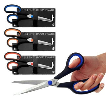 Large Scissors with Soft Grip Handles 21cm I Multipurpose Stainless Steel Scissors for Home, Office, Classroom – Each
