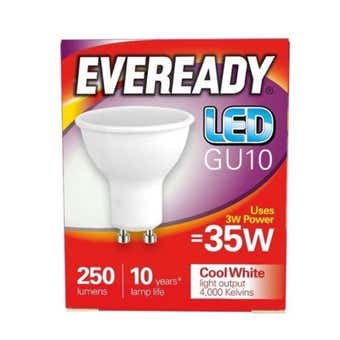 Eveready 3w LED Cool White GU10 Lightbulb