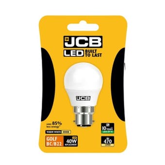 JCB 6W (40W Equivalent) LED B22 Golf Ball Light bulb
