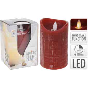 LED Red Christmas Candle - 75 mm X 125 mm