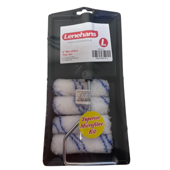 Lenehans 4" Microfibre Paint Roller Tray Set – 4 Sleeves, Frame & Tray Kit