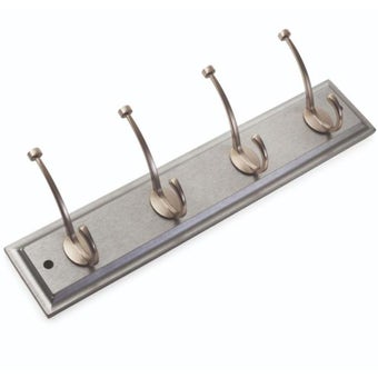 Lincoln 4 Hook Silver & Satin Nickel Coat Rack – Sleek and Stylish Storage Solution