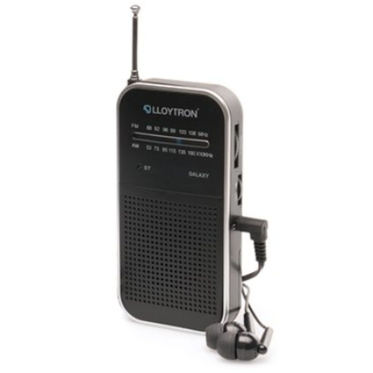 Lloytron Galaxy AM FM 2 Band Personal Portable Radio with Earbuds and Telescopic Antenna