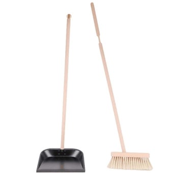 Long Handle Beechwood Dustpan& Brush Set 90 x 20cm