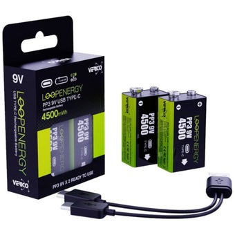 LoopEnergy 9V Rechargeable Lithium Battery Twin Pack – Power, Performance and Planet-Friendly Charging