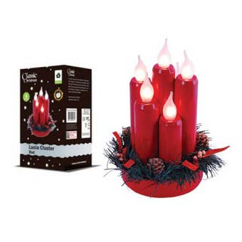 Classic Christmas Lucia Candle Cluster - Red 5 Candles