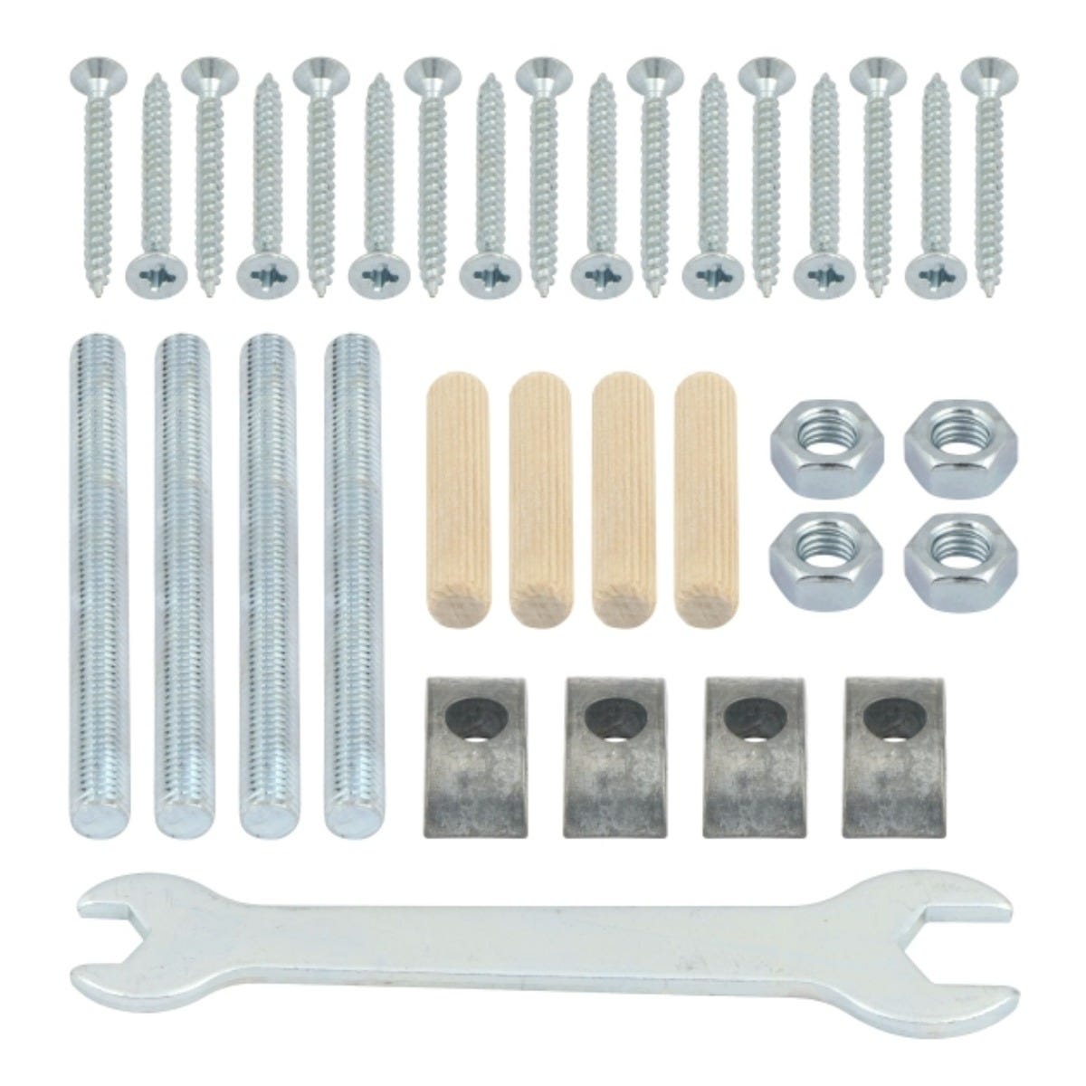 Luna Bed Fitting Pack with Spanner and Steel Fixings for Wooden Bed Frame Assembly