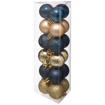 Luxury Blue & Gold Christmas Bauble Set – 18-Piece 3 cm Ornament Collection