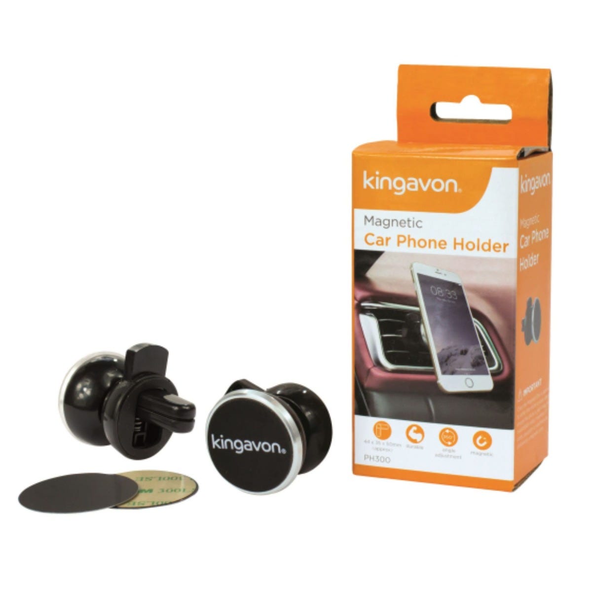 Kingavon Magnetic Car Phone Holder with 360 Degree Rotation – Universal Magnetic Mount for Smartphones and GPS Devices 