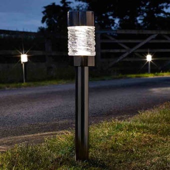 Martello Nickel 10 Lumen Solar Stake Light – Removable Glass Lantern