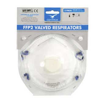 Glenwear FFP2 Valved Respirator Dust Mask - Pack of 3