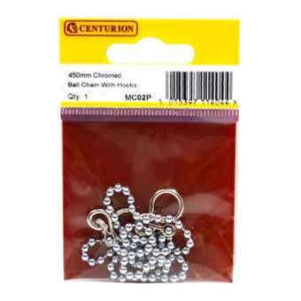 Centurion Chromed Sink / Basin Ball Chain With Hooks - 18"