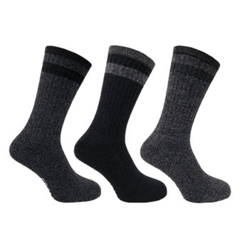Bramble Men’s All Terrain Stripe Socks – Black/Grey (3 Pack) Size 6–11