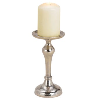 Metal Candle Holder 9x17x9cm - Silver