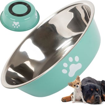 Metal Non-Slip Pet Bowl Paw Pattern 150ml