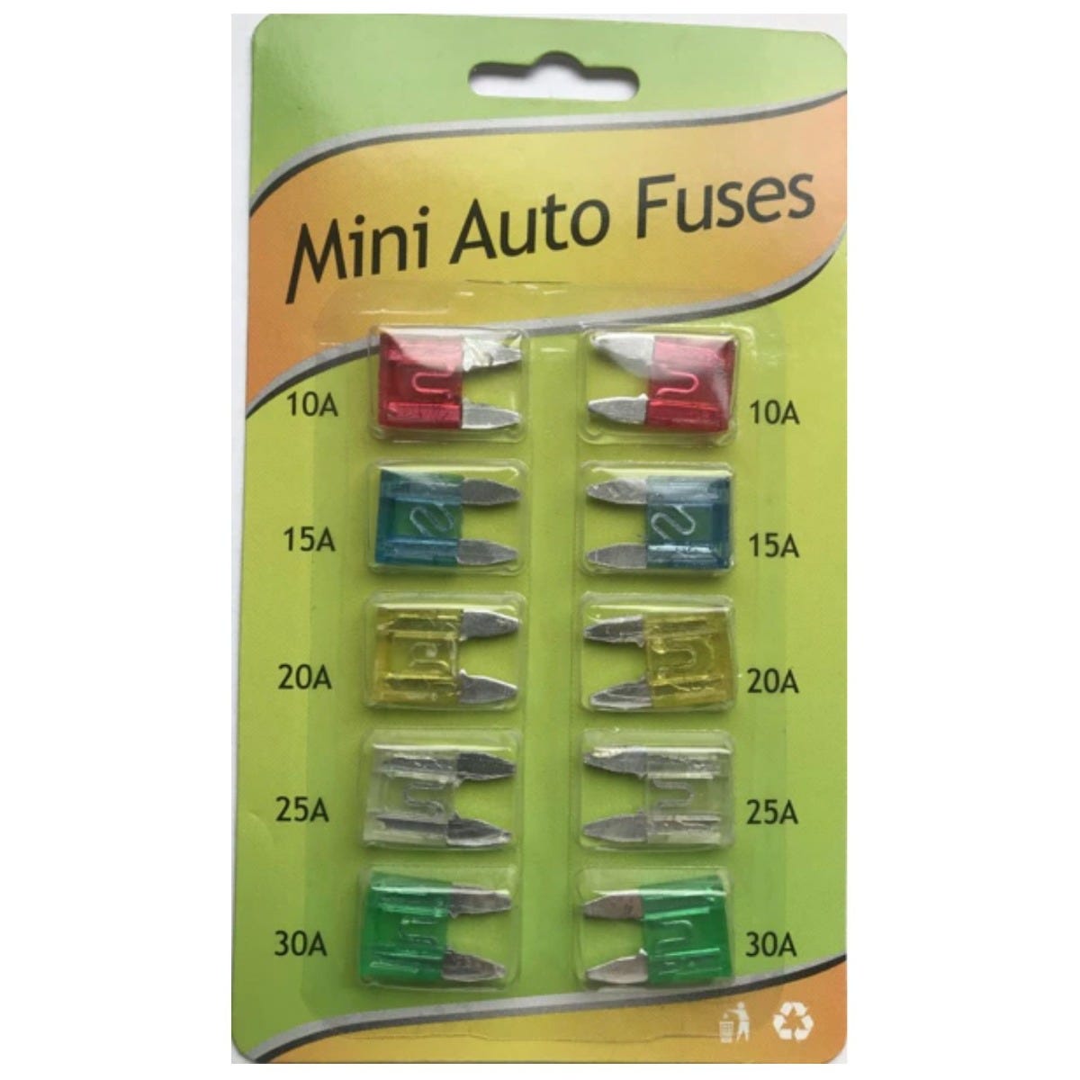 Mini Car Fuses Set – 10 Piece Assortment with 10A 15A 20A 25A 30A 