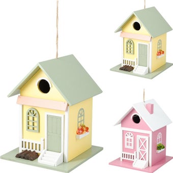 Pastel Spring Wooden Bird House 23 x 18cm - Assorted Colours