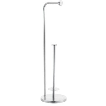 Monza Chrome Freestanding Toilet Roll Holder with Spare Roll Storage