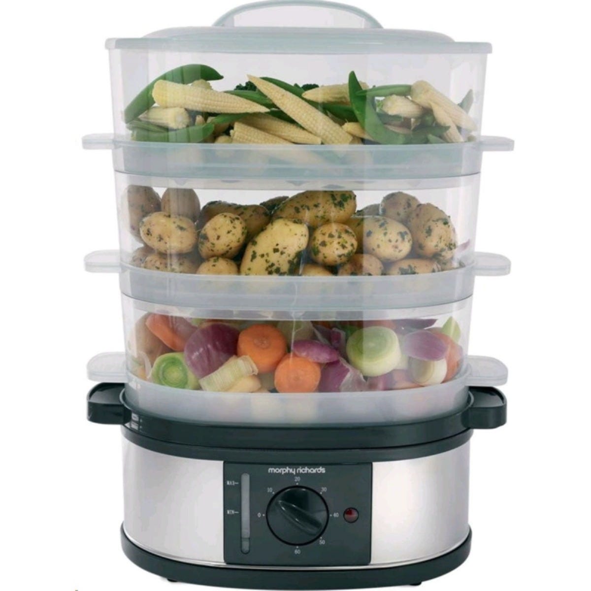 Morphy Richards 48755 3-Tier Stainless Steel Steamer – Healthy, Fast, and Flavourful Cooking