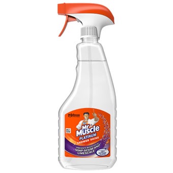 Mr Muscle Platinum Shower Spray 500ml – Daily Shower Cleaner for Limescale, Soap Scum, Grout, and Grime Removal