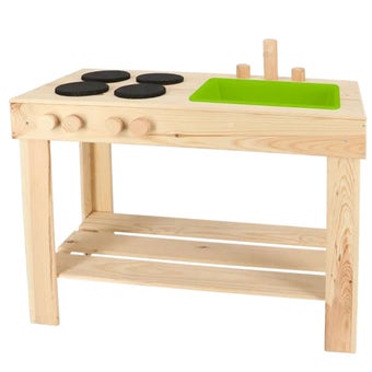 Wooden Mud Kitchen for Kids with Sink and Hotplates
